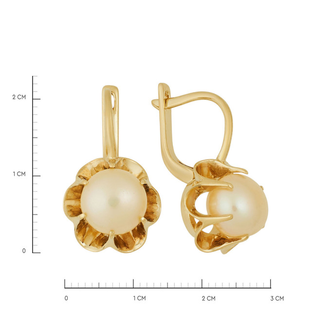 Серьги из золота 585 пробы c культивированным жемчугом, Ц О007 2304 за 37560
