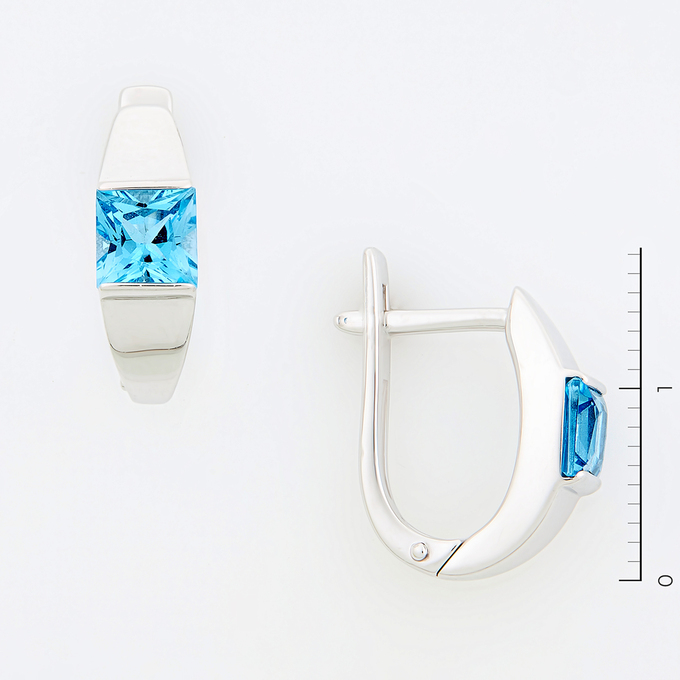 Серьги из белого золота 585 пробы c 2 топазами