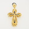 Крестик из желтого золота 750 пробы c 5 бриллиантами и эмалями