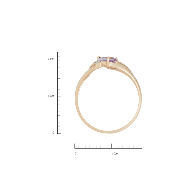 Кольцо из золота 585 пробы c аметистом и фианитами, Л 3309 6331 за 14160