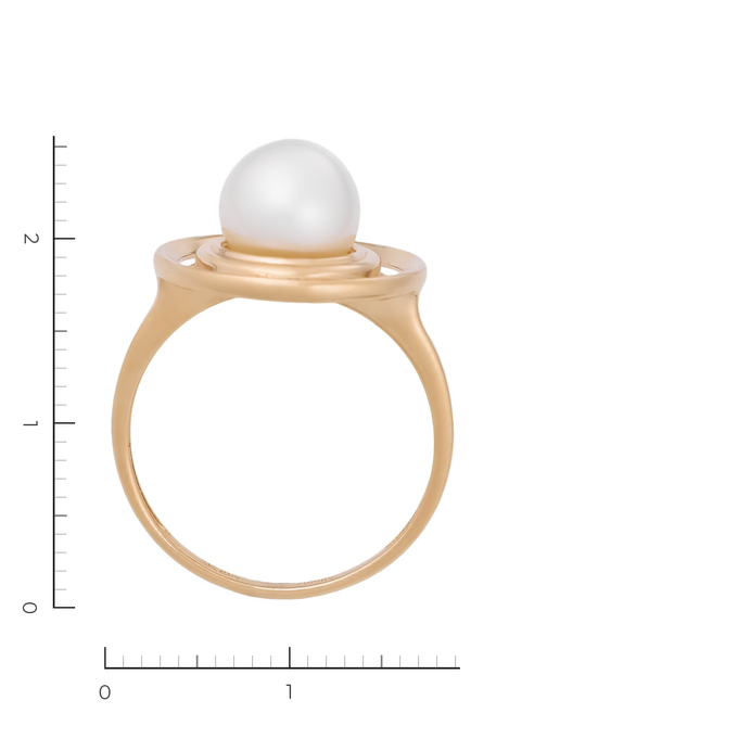 Кольцо из красного золота 585 пробы c 1 культ. жемчугом