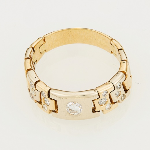 Кольцо из комбинированного золота 750 пробы c 13 бриллиантами 122647 фото 1