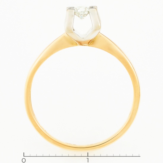 Кольцо из комбинированного золота 585 пробы c 1 бриллиантом, Л08075935 за 15950