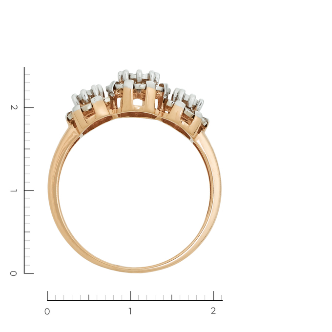 Кольцо из золота 585 пробы c 3 бриллиантами