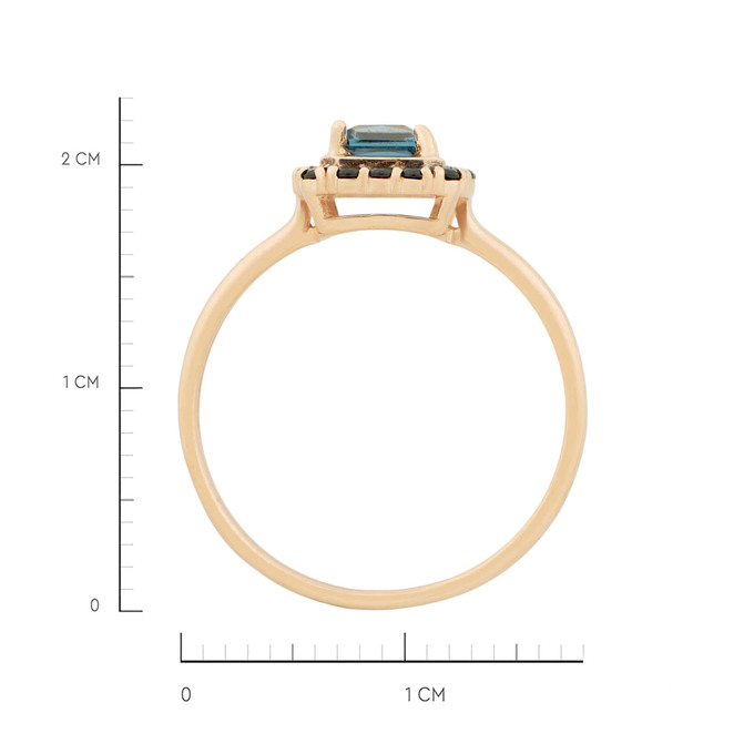 Кольцо из золота 585 пробы c топазом Лондон и синтетическими камнями