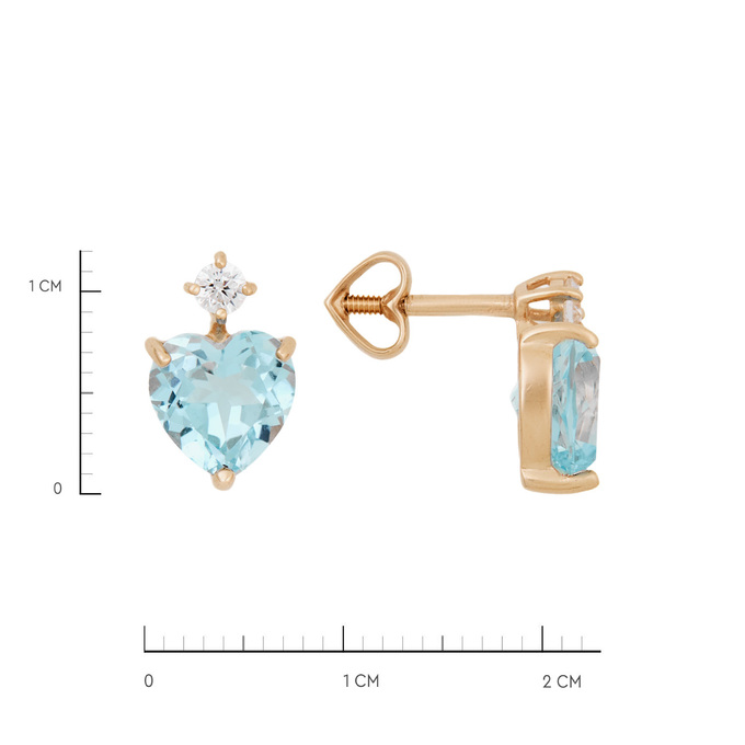 Серьги из золота 585 пробы c топазами и фианитами, Ц О007 2783 за 22000