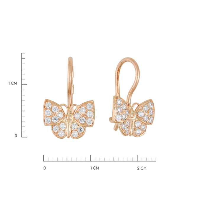Серьги из золота 585 пробы c 36 фианитами
