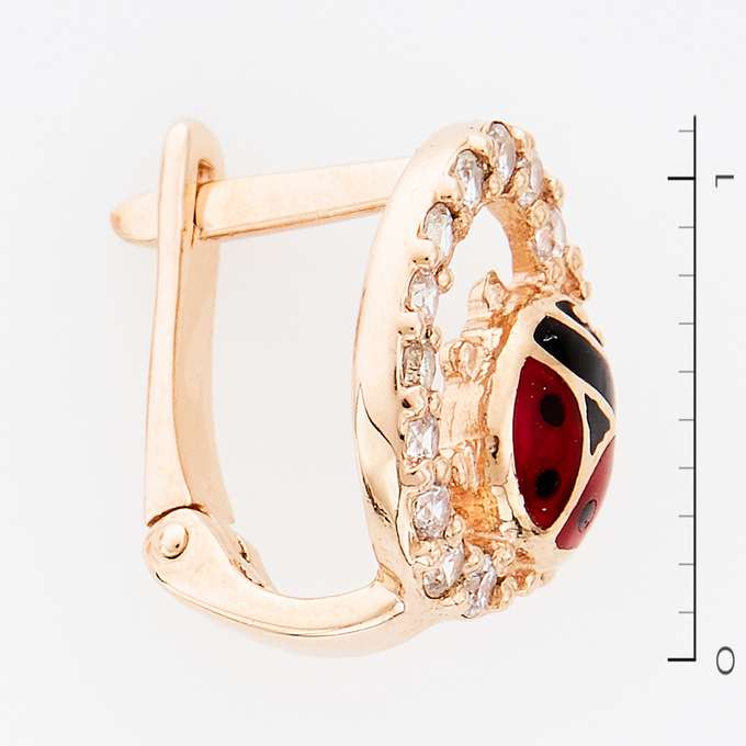 Серьги из золота 585 пробы c фианитами и эмалями