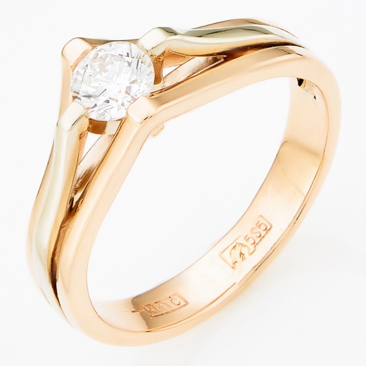 Кольцо из комбинированного золота 585 пробы c 1 бриллиантом Л20098011 фото 1