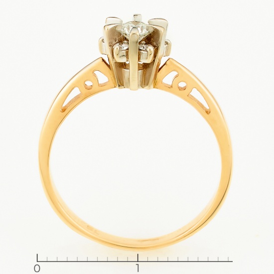 Кольцо из комбинированного золота 585 пробы c 7 бриллиантами, Л52068916 за 22950