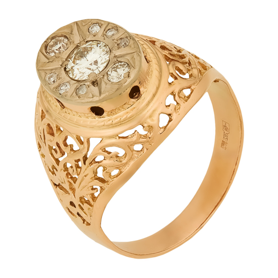 Кольцо из комбинированного золота 585 пробы c 9 бриллиантами, Л16150062 за 148720