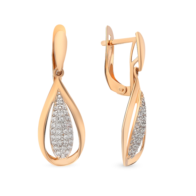 Серьги из золота 585 пробы c фианитами