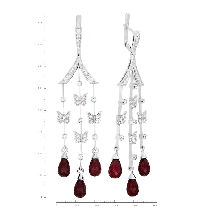Серьги из золота 585 пробы c гранатами и бриллиантами, К 0000 3613 за 169000
