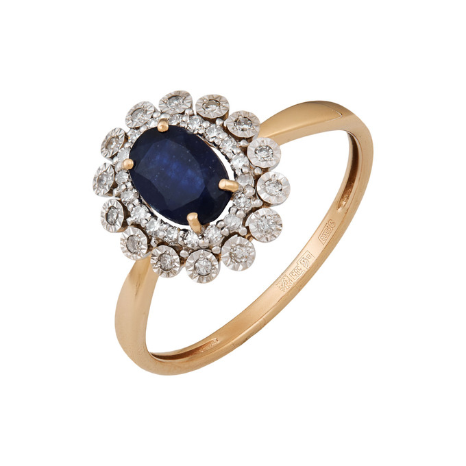 Кольцо из золота 585 пробы c сапфиром и бриллиантами, Л 6002 5525 за 55900