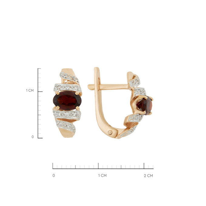 Серьги из золота 585 пробы с гранатами и фианитами, Л 6202 2391 за 33700