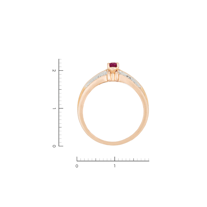 Кольцо из золота 585 пробы c 16 бриллиантами и 11 рубинами, Л 5804 7103 за 37450