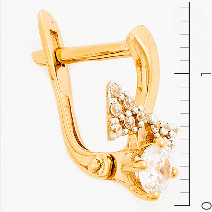 Серьги из красного золота 585 пробы c фианитами