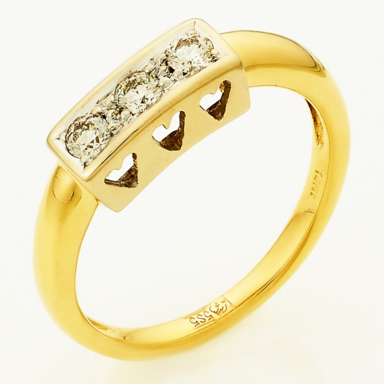 Кольцо из комбинированного золота 585 пробы c 3 бриллиантами, Л04021261 за 25250