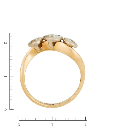 Кольцо из комбинированного золота 585 пробы c 3 бриллиантами, Л43058462 за 42250