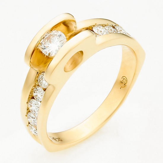 Кольцо из желтого золота 585 пробы c 11 бриллиантами, Л37053791 за 69600