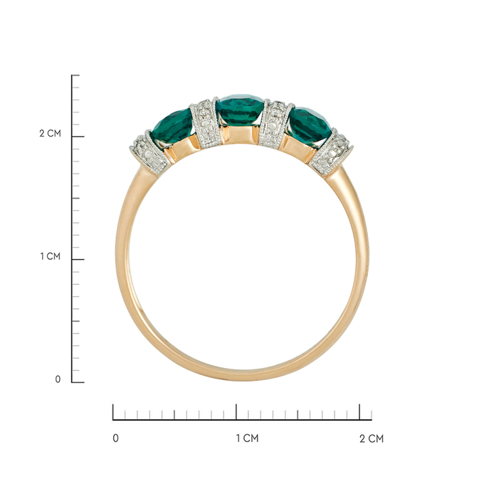 Кольцо из золота 585 пробы c бриллиантами и синтетическими изумрудами, Л 3911 3304 за 28720