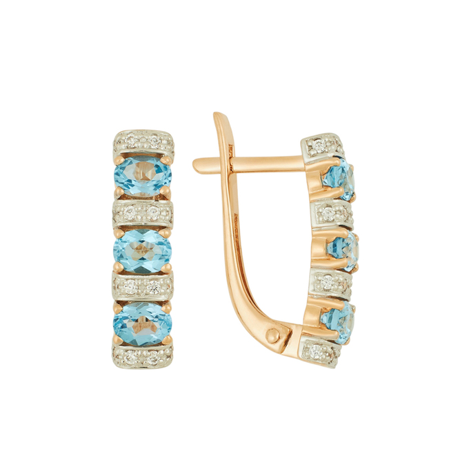 Серьги из золота 585 пробы c топазами и фианитами, Ц О007 1929 за 38720