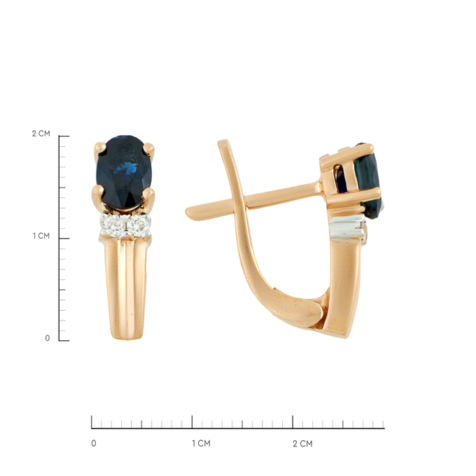 Серьги из золота 585 пробы c сапфирами и бриллиантами, Л 7303 6356 за 55840