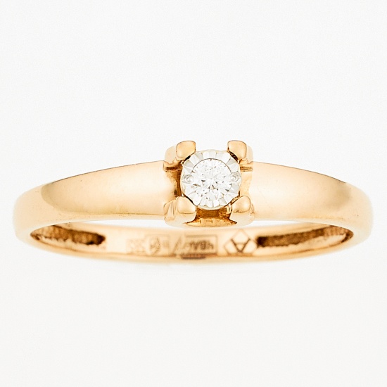Кольцо из комбинированного золота 585 пробы c 1 бриллиантом, Л30120715 за 7140