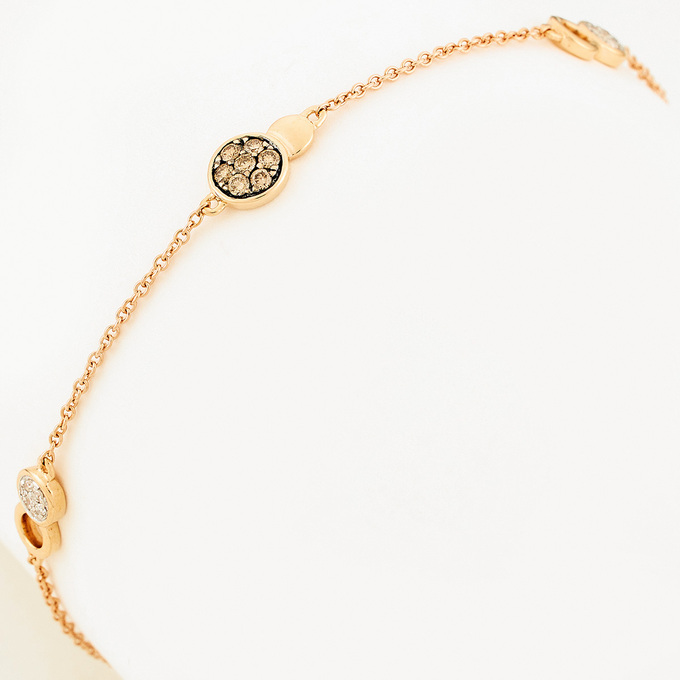 Браслет из красного золота 585 пробы c 35 бриллиантами