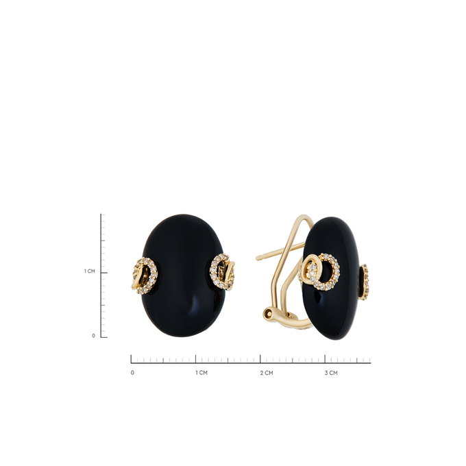 Серьги из золота 585 пробы c бриллиантами и ониксами, К 0000 4174 за 72500