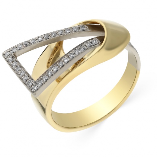 Кольцо из комбинированного золота 585 пробы c 36 упр. огр. бриллиантами 055971 фото 1