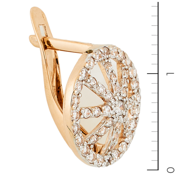 Серьги из красного золота 585 пробы c фианитами