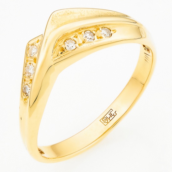 Кольцо из желтого золота 750 пробы c 6 бриллиантами, Л54046537 за 33 200 ₽