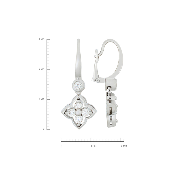 Серьга из золота 585 пробы c 5 бриллиантами