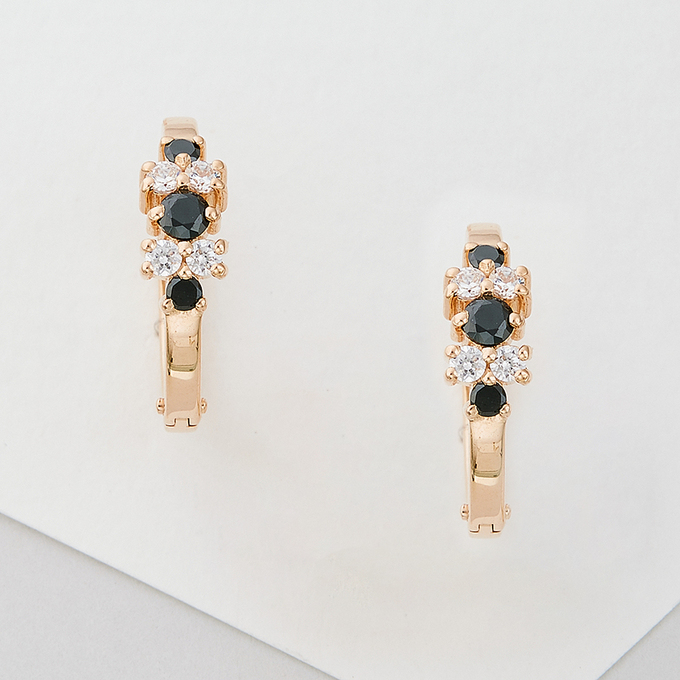 Серьги из красного золота 585 пробы c фианитами