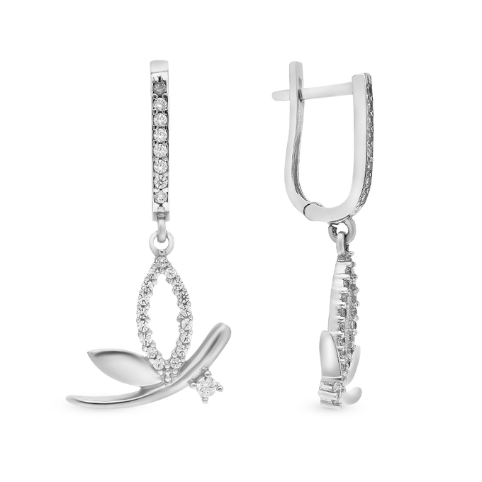 Серьги из золота 585 пробы c фианитами