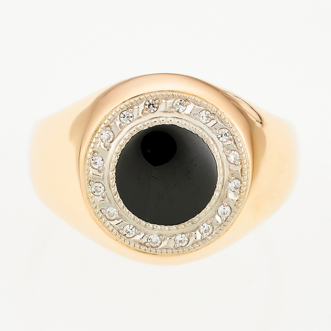 Кольцо из золота 585 пробы c синтетическим камнем и фианитами, Л 1909 7858 за 64680