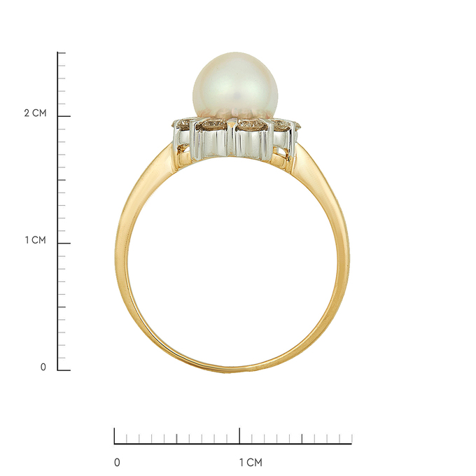 Кольцо из золота 750 пробы c бриллиантами и культивированным жемчугом, Л 2415 3322 за 76400