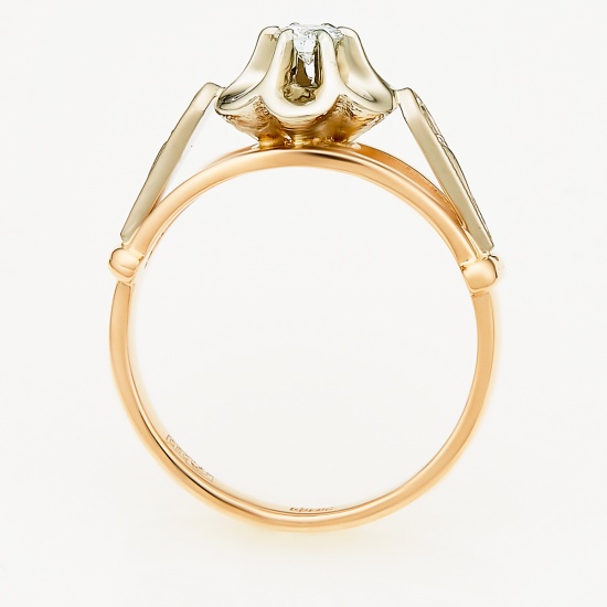 Кольцо из комбинированного золота 585 пробы c 1 бриллиантом, Л48033048 за 26530
