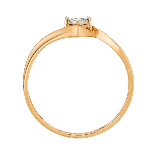 Кольцо из комбинированного золота 585 пробы c 1 бриллиантом, Л52072679 за 8050