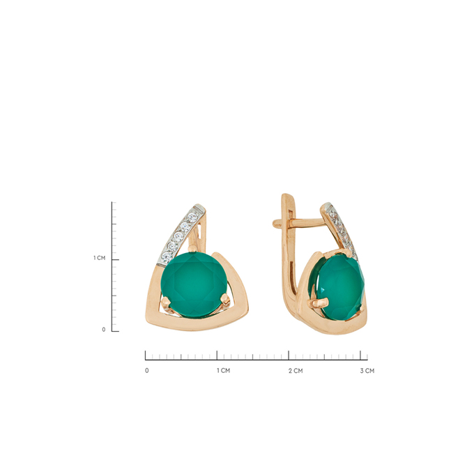Серьги из золота 585 пробы c хризопразами и фианитами, Л 2414 9548 за 40480