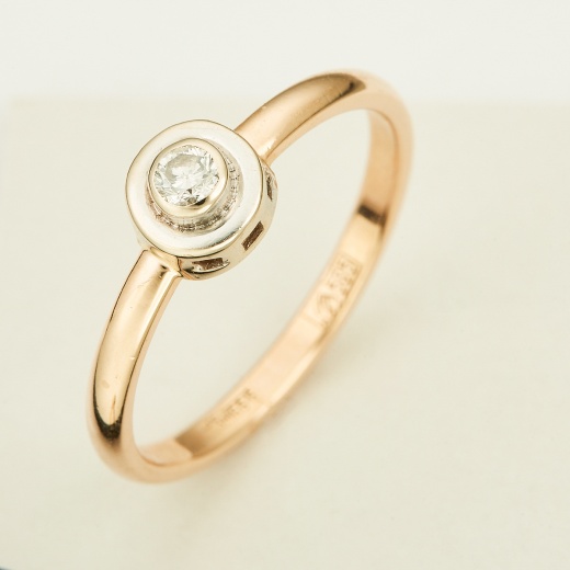Кольцо из комбинированного золота 585 пробы c 1 бриллиантом Л23143425 фото 1