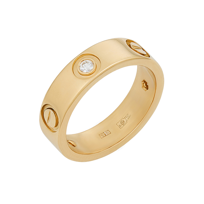 Кольцо обручальное из золота 750 пробы c бриллиантами