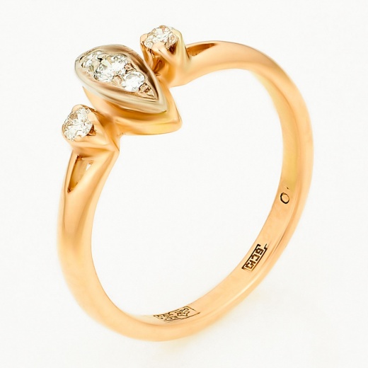 Кольцо из комбинированного золота 583 пробы c 5 бриллиантами Л28077746 фото 1