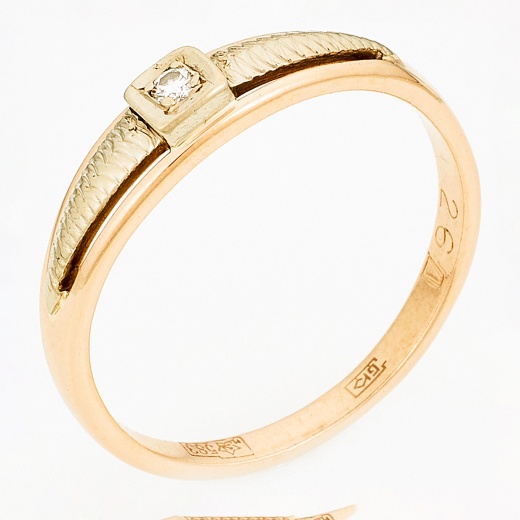 Кольцо из комбинированного золота 583 пробы c 1 бриллиантом Л18102624 фото 1