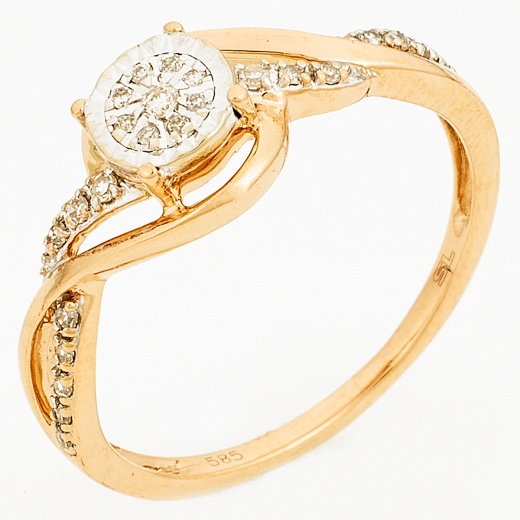 Кольцо из комбинированного золота 585 пробы c 25 бриллиантами Л23154451 фото 1