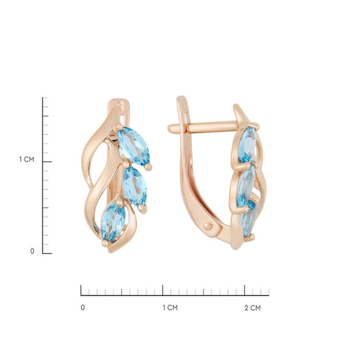 Серьги из золота 585 пробы c топазами