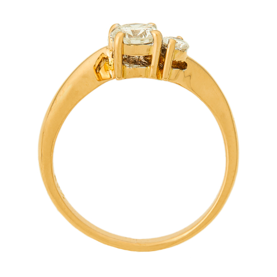 Кольцо из желтого золота 585 пробы c 2 бриллиантами, Л28091815 за 155120