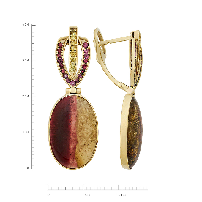 Серьги из золота 585 пробы c турмалинами и сапфирами, Ц О007 1318 за 119600