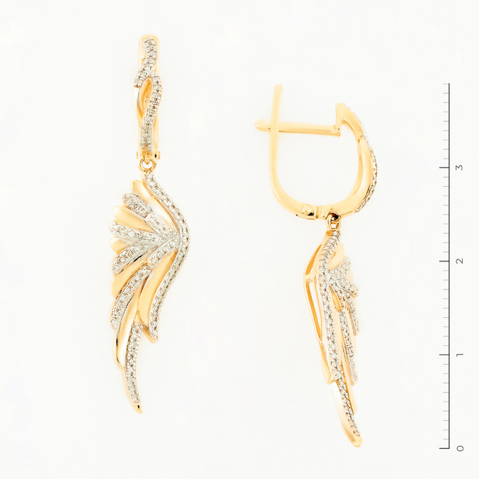Серьги из красного золота 585 пробы c 148 бриллиантами